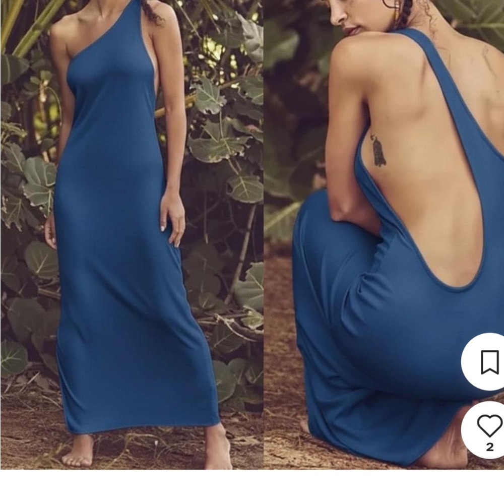 Free People One Shoulder Cutout Dress in Navy Blue new without tags